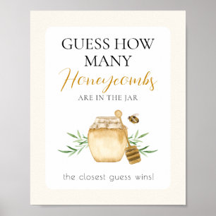 Biene Baby Shower - Rate-mal-wie-viele-Tischschild Poster