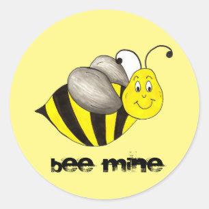 Biene (Be) Mine Valentine's Day Bumblebee Liebe Runder Aufkleber