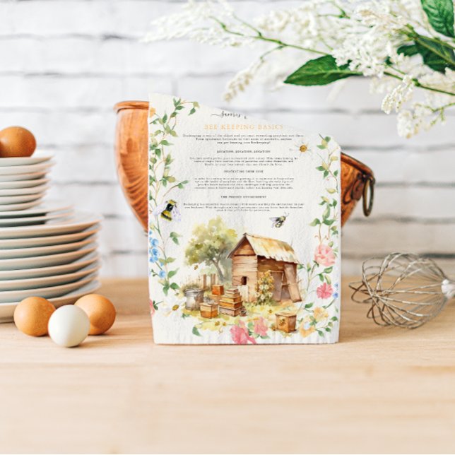 Biene Behaltend | Rustic Farm Monogram Geschirrtuch (Von Creator hochgeladen)