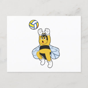 Biene beim Volleyball-Sport Postkarte