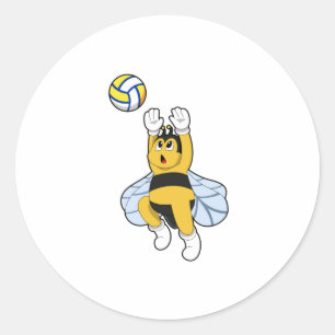 Biene beim Volleyball-Sport Runder Aufkleber