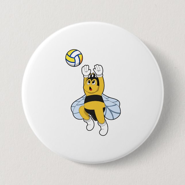Biene beim Volleyball Sports Button (Vorderseite)