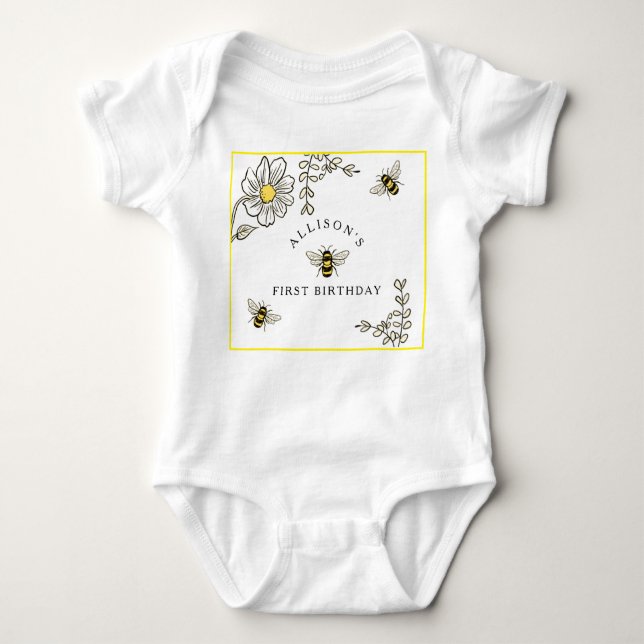 Biene Birthday Bumble Bee Party Baby Strampler (Vorderseite)