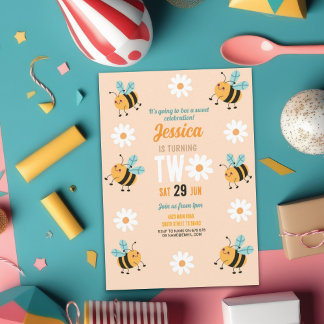Biene Birthday Einladung Party Blume Daisy Zwei 2