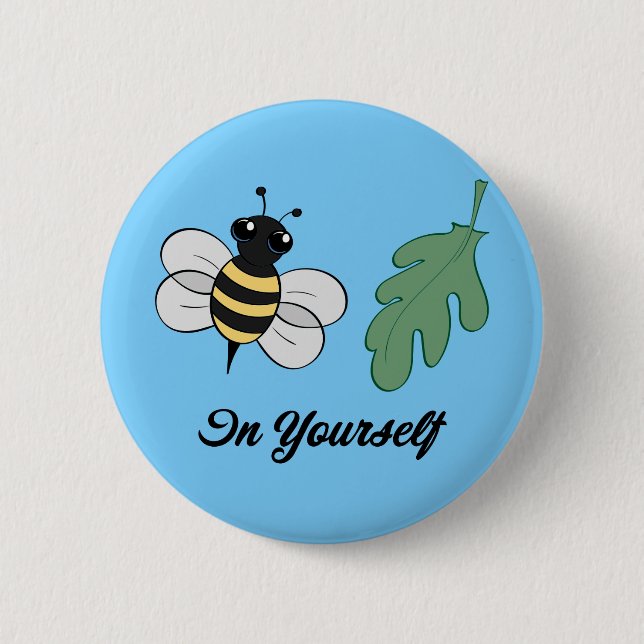 Biene-Blatt in selbst Button (Vorderseite)