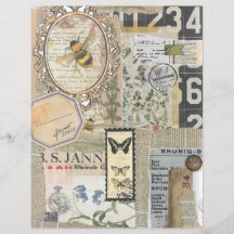 Biene Botanik Vintage Ephemera Scrapbook Papier
