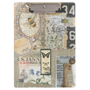 Biene Botanik Vintage-Ephemere Decoupage Klemmbrett