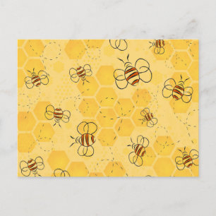 Biene Buzzing Honey Bees Bumblebee Art Postkarte