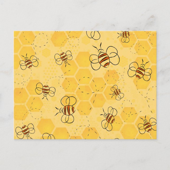Biene Buzzing Honey Bees Bumblebee Art Postkarte (Vorderseite)
