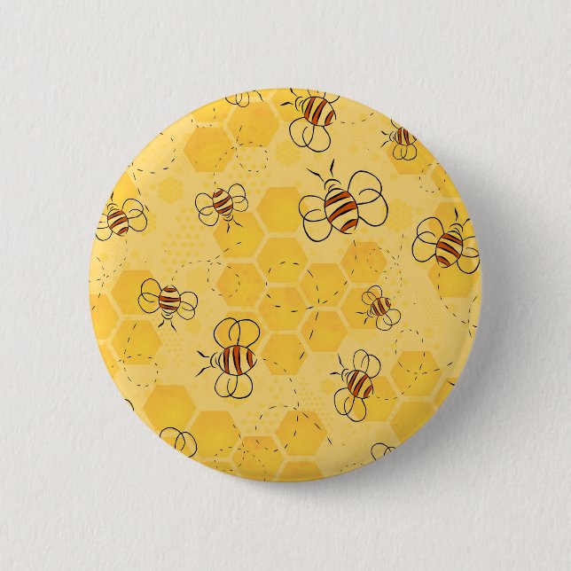 Biene Buzzing Honey Bees Niedlich Button (Vorderseite)
