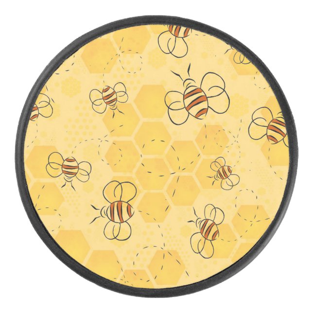 Biene Buzzing Honey Bees Niedlich Eishockey Puck (Vorderseite)