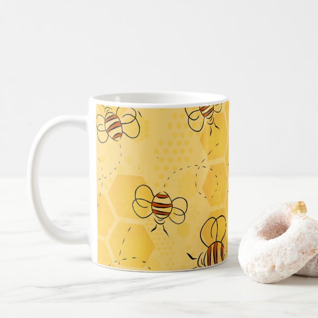Biene Buzzing Honey Bees Niedlich Kaffeetasse (Mit Donut)