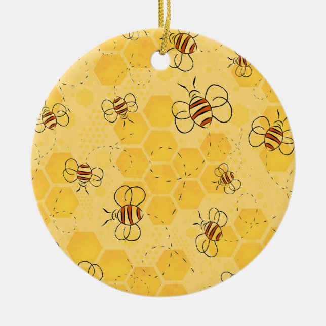 Biene Buzzing Honey Bees Niedlich Keramik Ornament (Vorne)