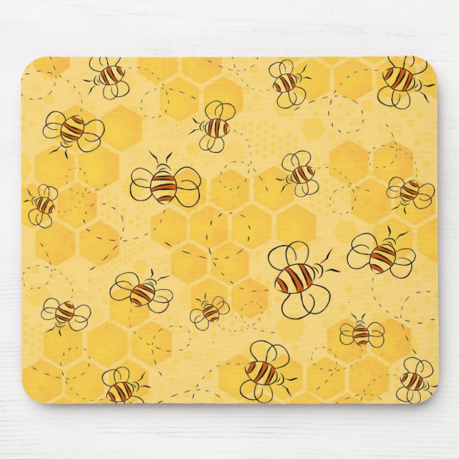 Biene Buzzing Honey Bees Niedlich Mousepad (Vorne)