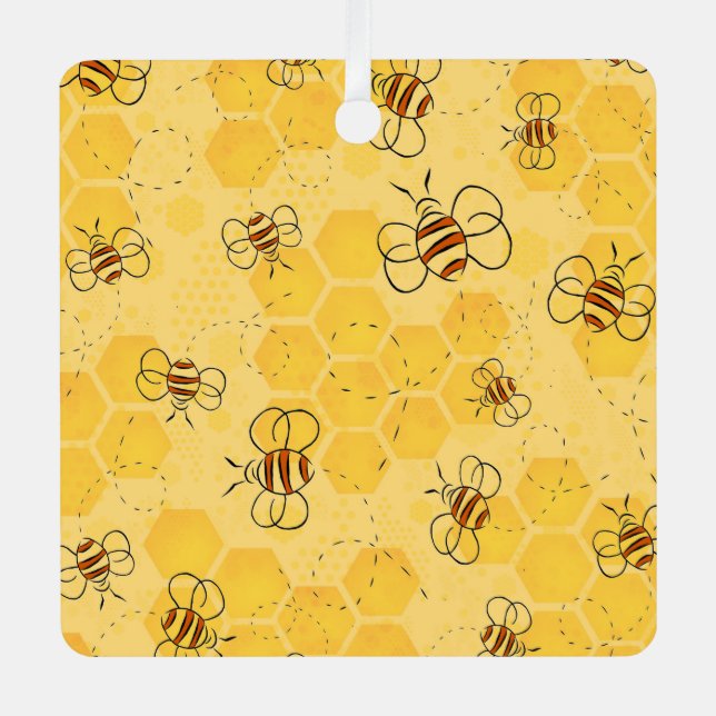 Biene Buzzing Honey Bees Niedlich Ornament Aus Metall (Vorderseite)