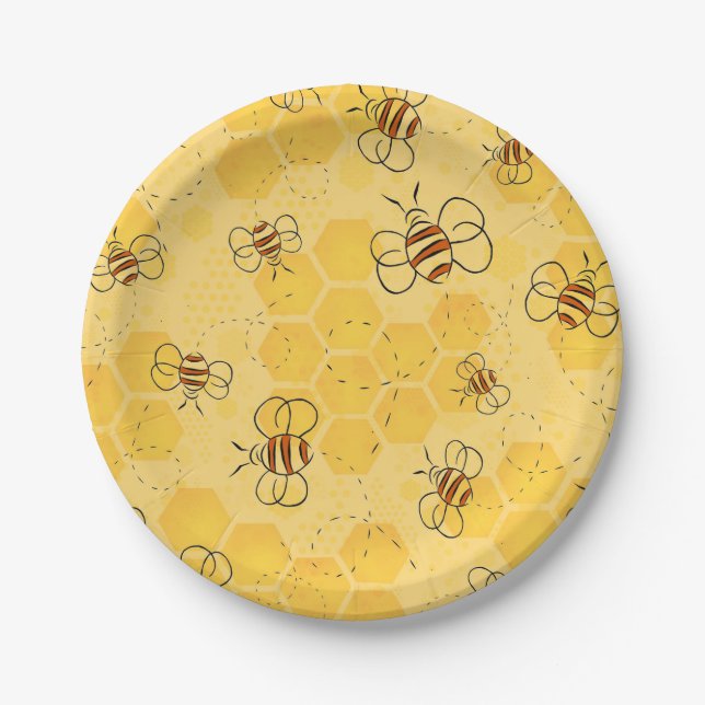 Biene Buzzing Honey Bees Niedlich Pappteller (Vorderseite)