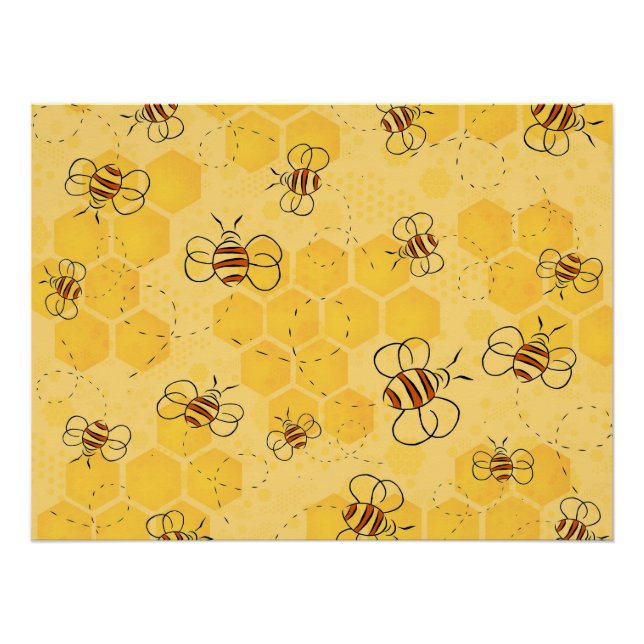 Biene Buzzing Honey Bees Niedlich Poster (Vorderseite)