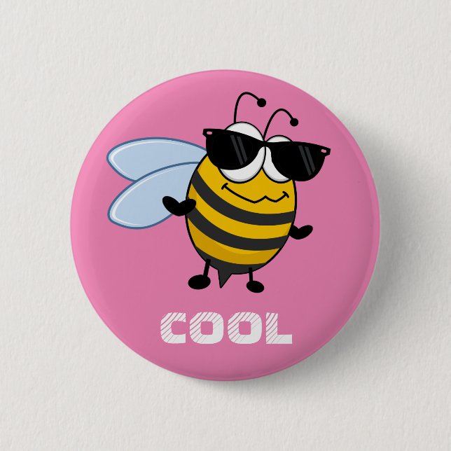 Biene Cool | Funny Trendy Bee individuell anpassba Button (Vorderseite)