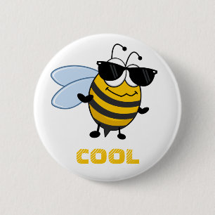 Biene Cool   Funny Trendy Bee individuell anpassba Button