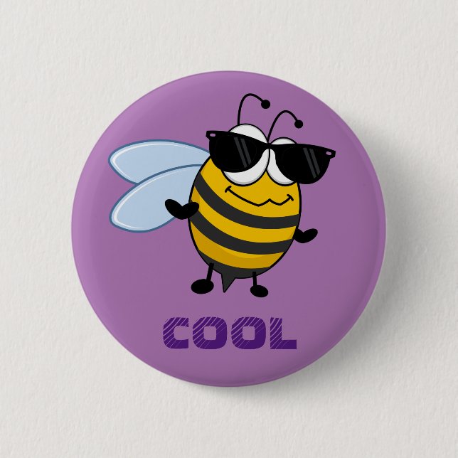 Biene Cool | Funny Trendy Bee individuell anpassba Button (Vorderseite)