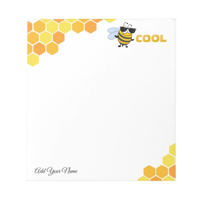 Biene Cool | Funny Trendy Bee Personalisiert Notizblock (Vorderseite)