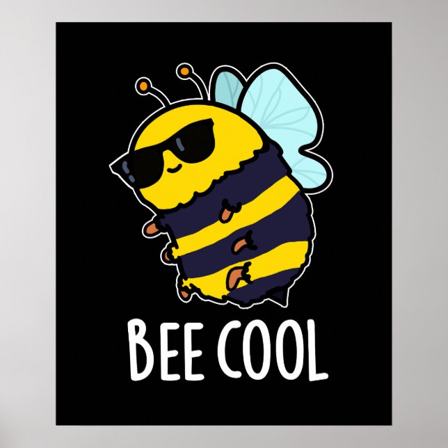 Biene Coole Funny Insect Bee Pun Dark BG Poster (Vorne)