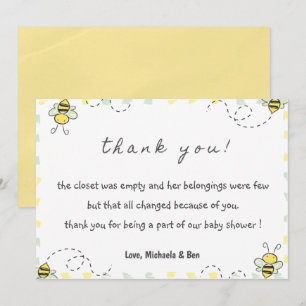 Biene Dankeskarten, Baby Shower Mami wird zur Bien Dankeskarte