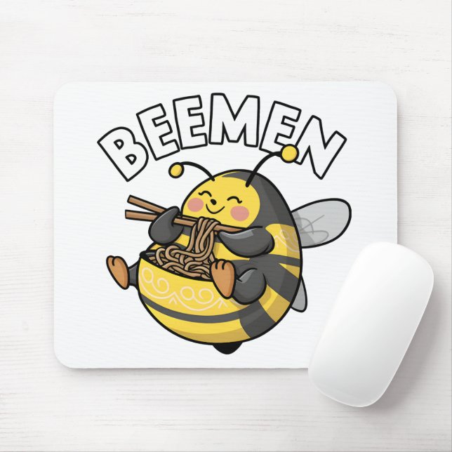 Biene Eating Ramen = BEEMEN Mousepad (Mit Mouse)