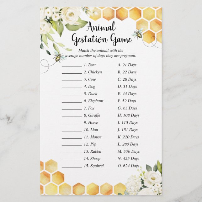 Biene eine kleine Honey Baby Duwer Animal Gestatio (Vorderseite)