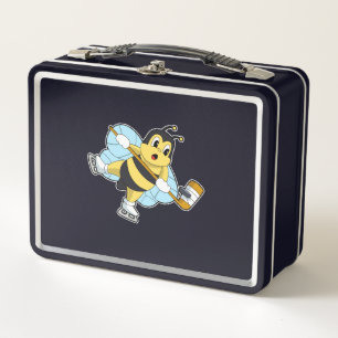 Biene Eishockey Eishockeyschläger Metall Brotdose