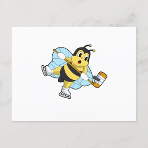 Biene Eishockey Eishockeyschläger Postkarte