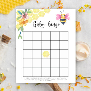 Biene floral - Baby Shower Bingo Spiel