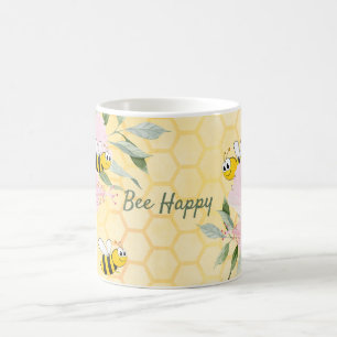 Biene Happy Hummeln Gelbe Honigwabe Sommer Kaffeetasse