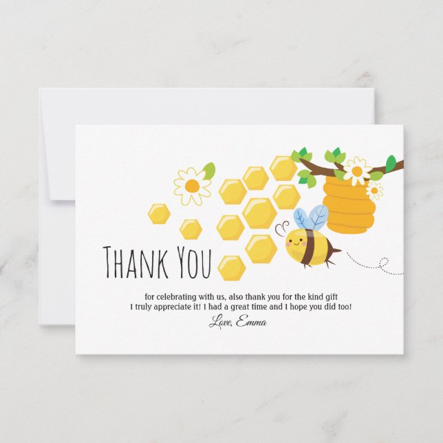 Biene, Honigbiene, Honigwabenkamm, Hummel vielen D Dankeskarte (Vorderseite)