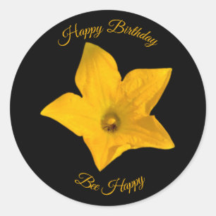 Biene in Squash Blossom Happy Birthday Sticker