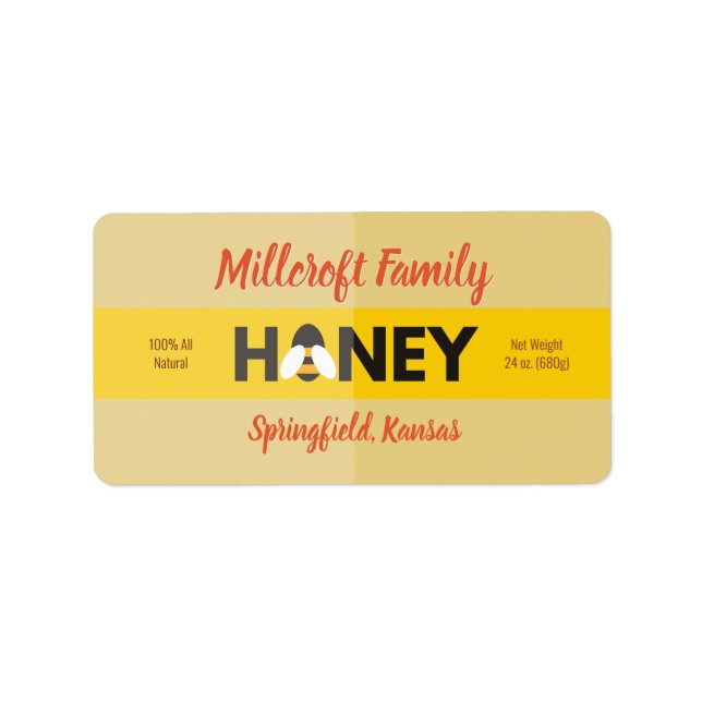 Biene in the Honey Light Gold Honey Jar Adressaufkleber (Vorne)