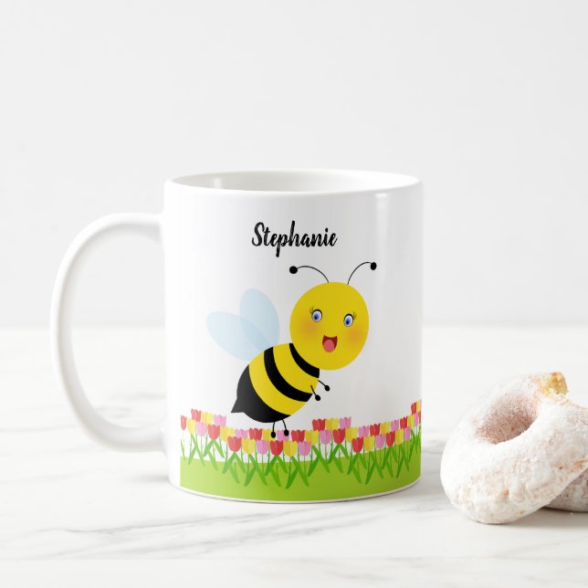 Biene in Tulip Garden Kaffeetasse (Mit Donut)