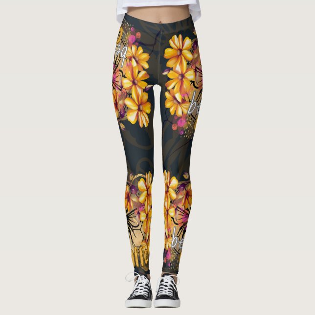 Biene, Kaffee Leggings (Vorderseite)