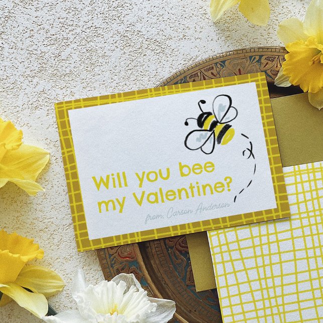 Biene Mein Valentine Illustrierten Klassenzimmer V Mitteilungskarte (Will You Bee My Valentine Illustrated Classroom Valentine's Day Note Cards)
