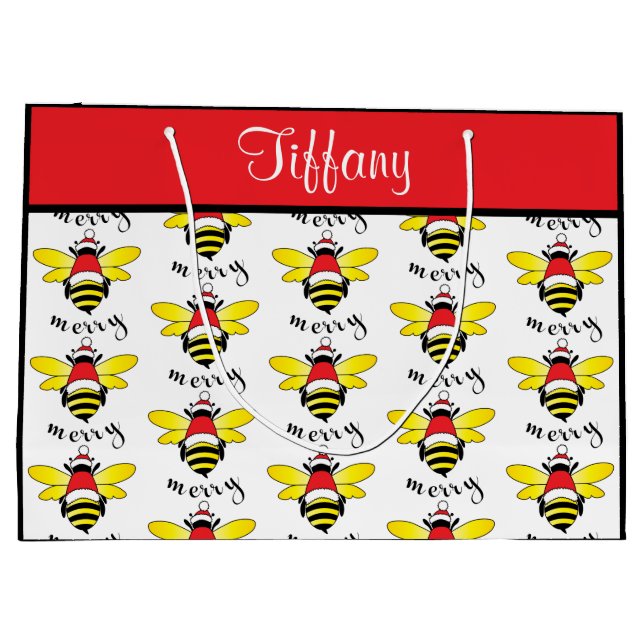 Biene Merry Holiday Geschenktasche Große Geschenktüte (Rückseite)