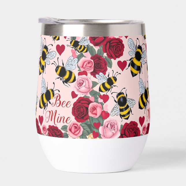 Biene Mine Liebe Buzz Design Stemless Wine Tumbler (Rechts)