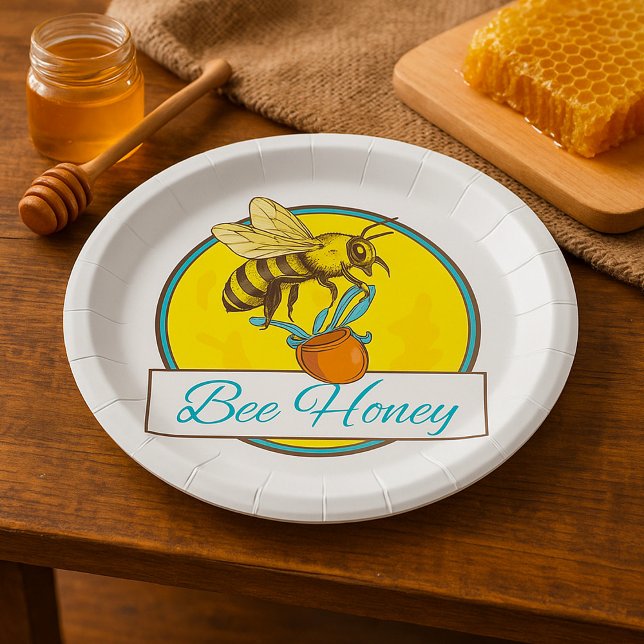 Biene mit Honey Jar Vintage Bienenzüchter Pappteller (Von Creator hochgeladen)