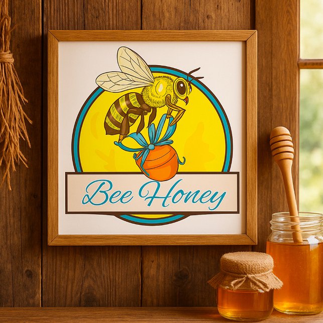 Biene mit Honey Jar Vintage Bienenzüchter Poster (Von Creator hochgeladen)