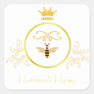 Biene mit Kronensiegel Quadratischer Aufkleber