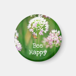Biene mit Lila Allium Garden Blume Motivierend Magnet