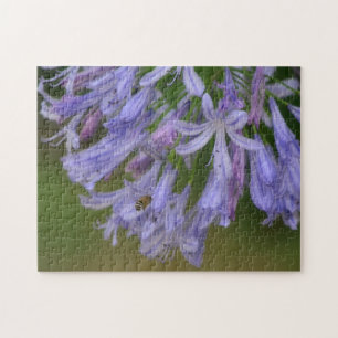 Biene mit Lila Blue Lily Blume Puzzle