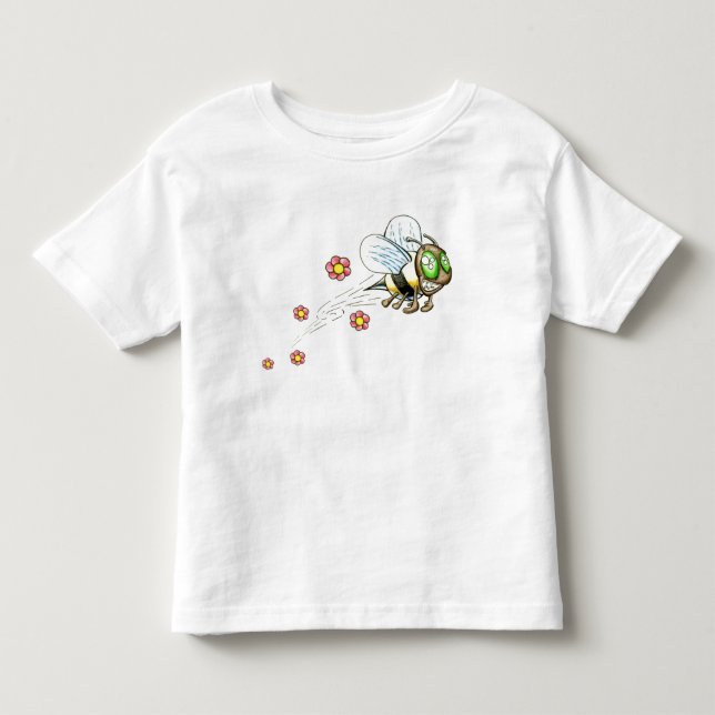 Biene mit rosa Blumen Kleinkind T-shirt (Vorderseite)