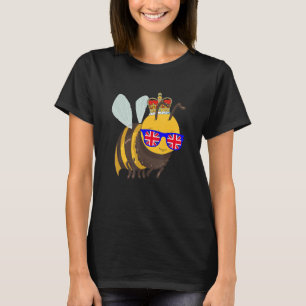 Biene mit Sonnenbrille und Krone England UK-Flagge T-Shirt
