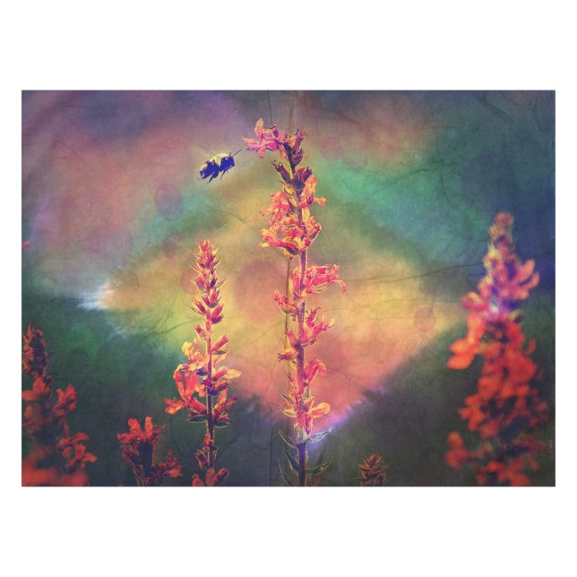Biene N Wildblumen Diamond Earth Tones Tablecloth Tischdecke (Vorderseite (Horizontal))
