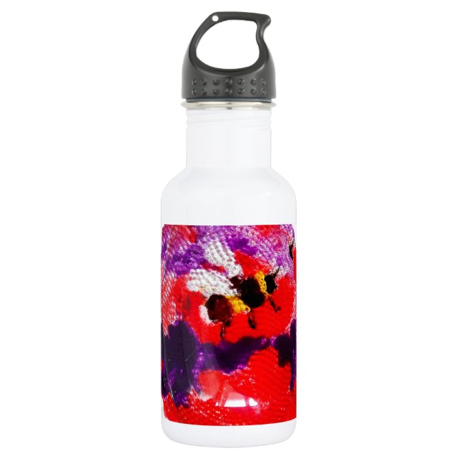 Biene Nature Art Red Lila Trinkflasche (Vorderseite)